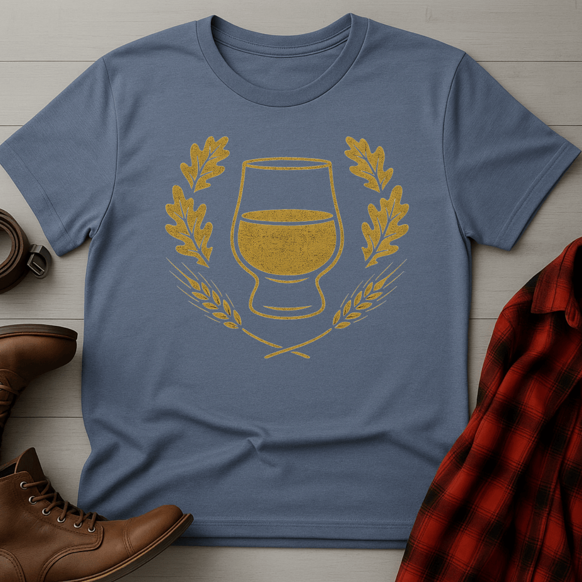Whiskey Tumbler Glass Wreath T-Shirt