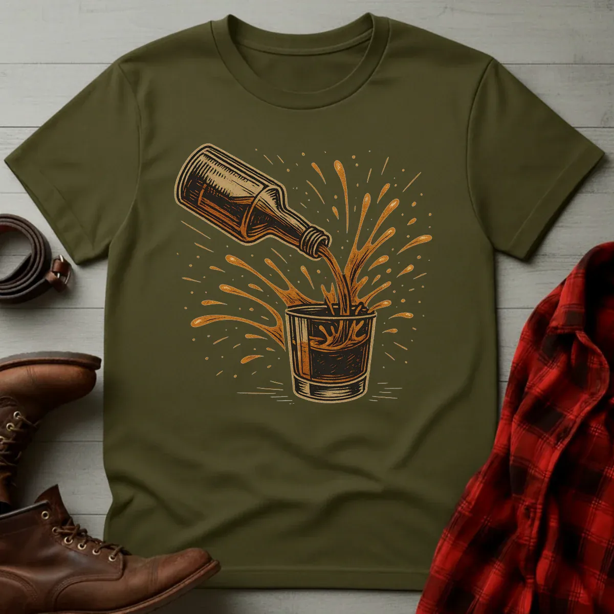 Whiskey Pour Splash T-Shirt