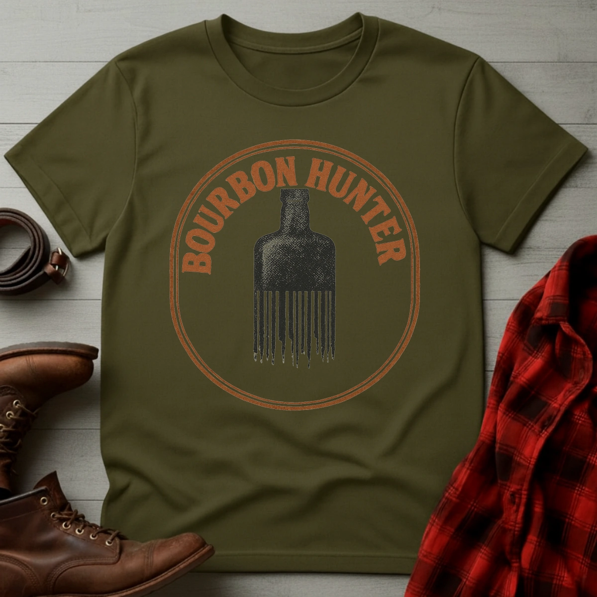 Bourbon Hunter Barcode Bottle T-Shirt