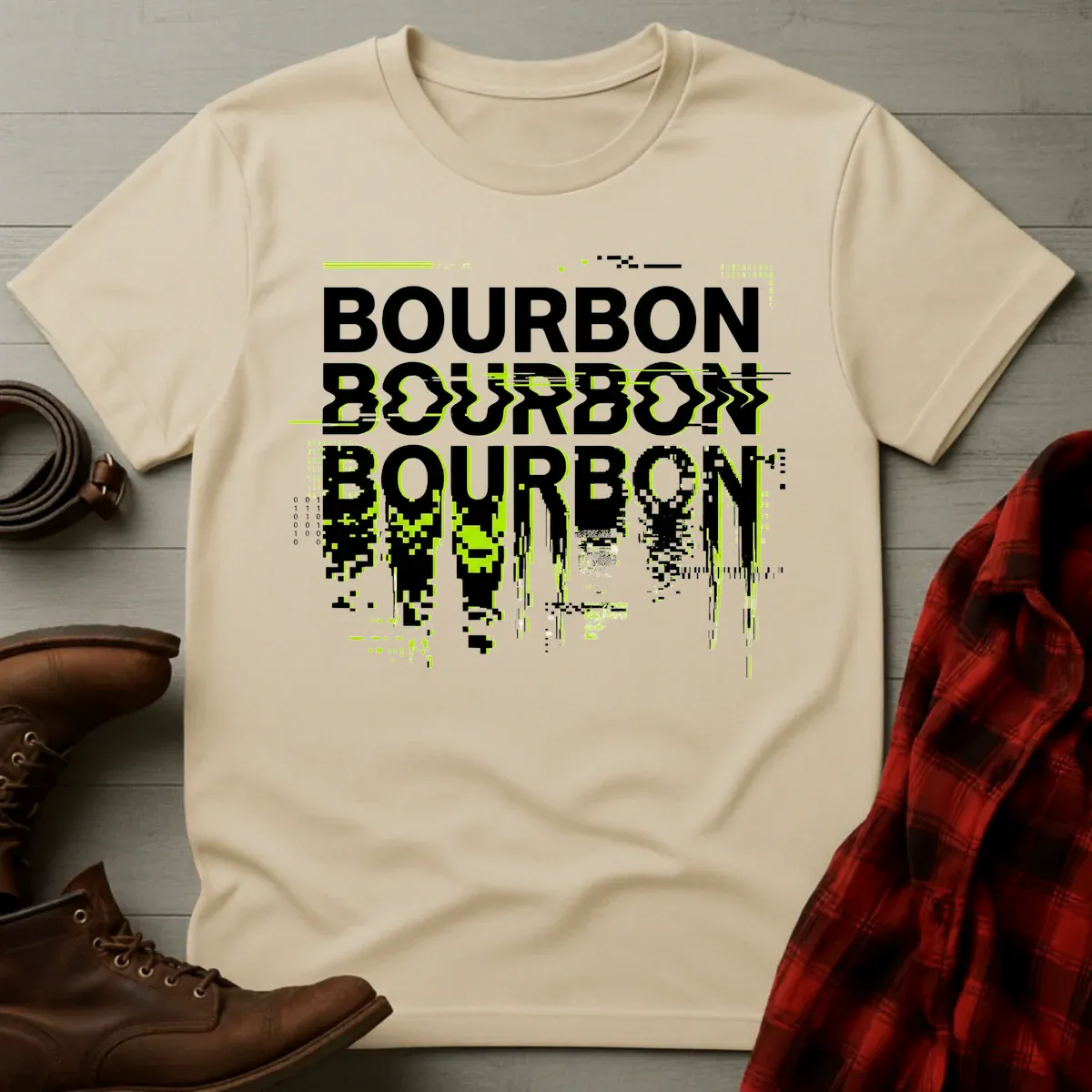 Bourbon Glitch Digital Distortion T-Shirt