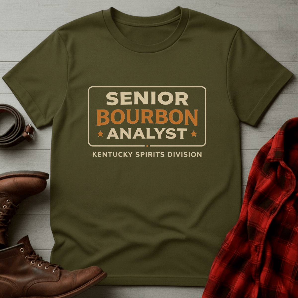 Senior Bourbon Analyst Typography Badge T-Shirt