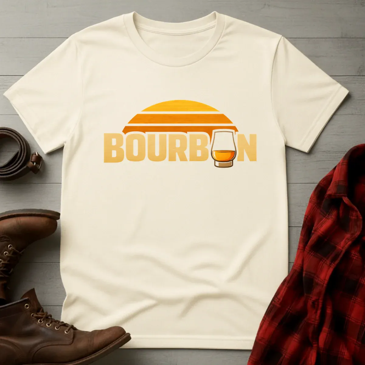 Bourbon Sunset Glass Retro T-Shirt