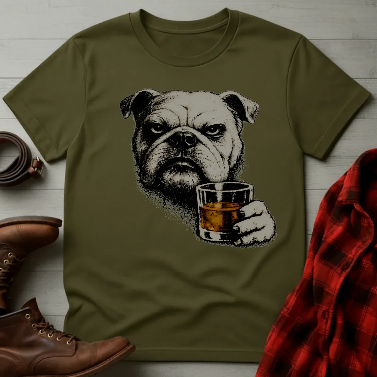 Whiskey Bulldog Grunge T-Shirt