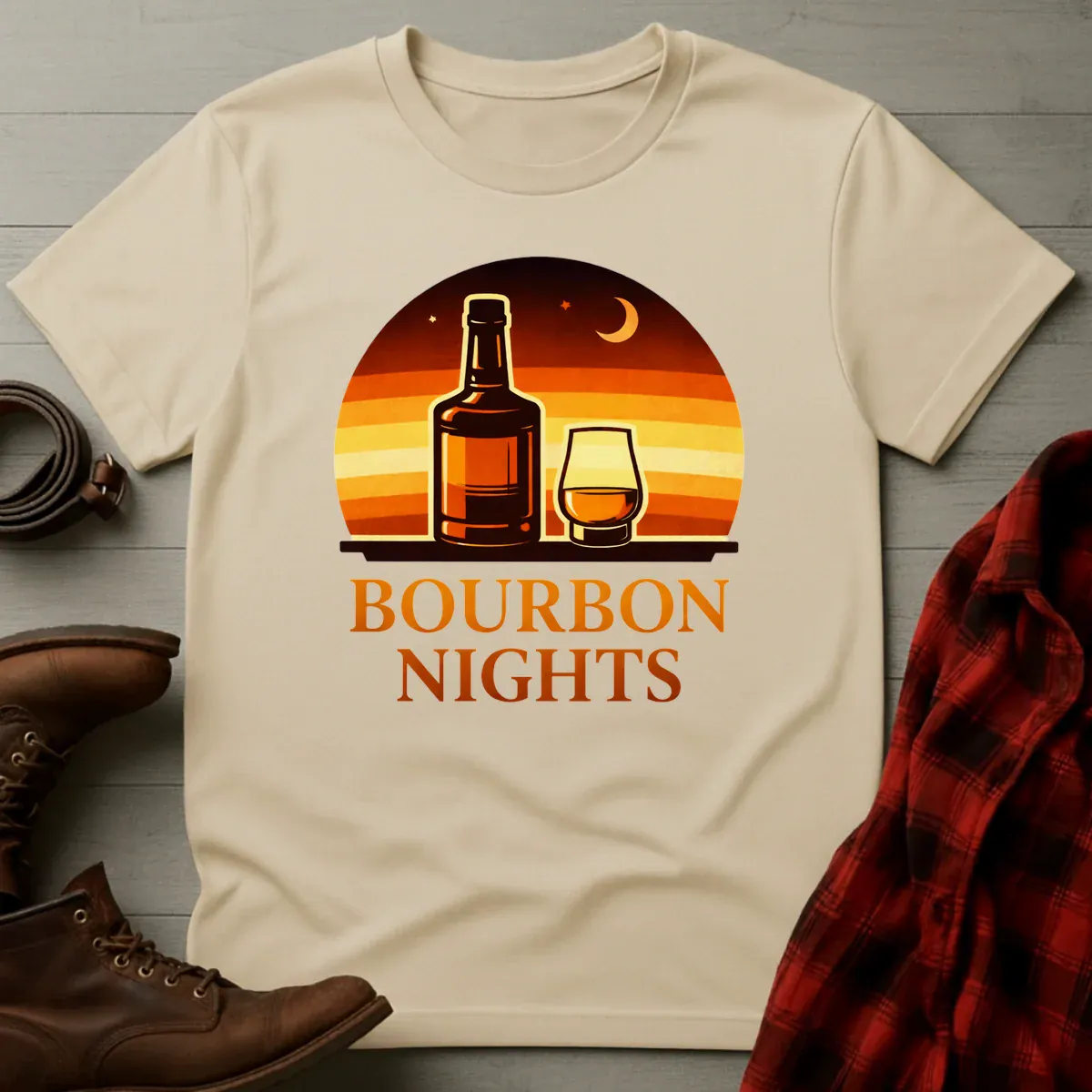 Bourbon Nights Retro Sunset T-Shirt