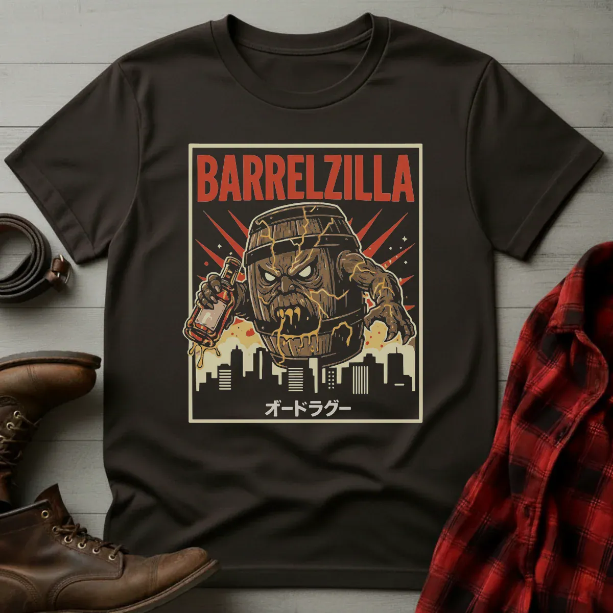 Barrelzilla Whiskey Kaiju Poster T-Shirt