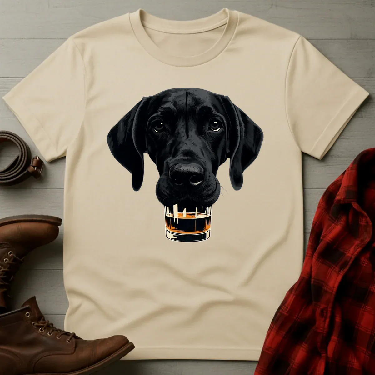 Whiskey Black Great Dane Glass T-Shirt