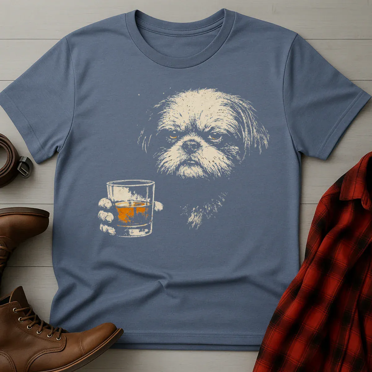 Whiskey Shih Tzu Grunge T-Shirt