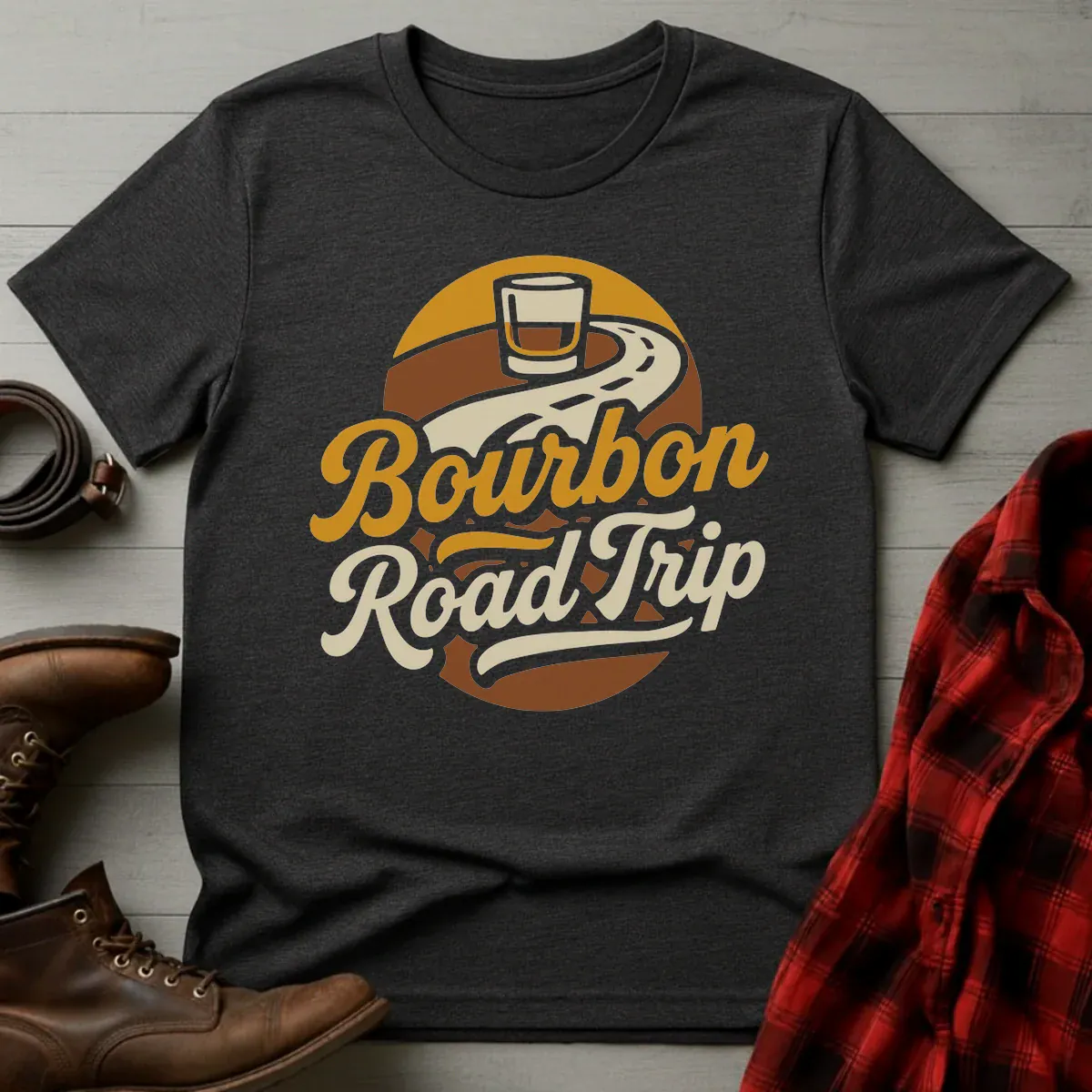 Bourbon Road Trip Retro Script T-Shirt