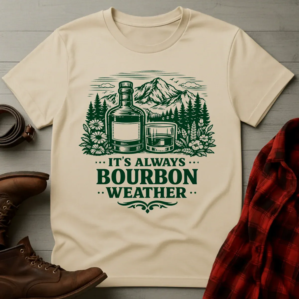 Bourbon Weather Mountain Etching T-Shirt