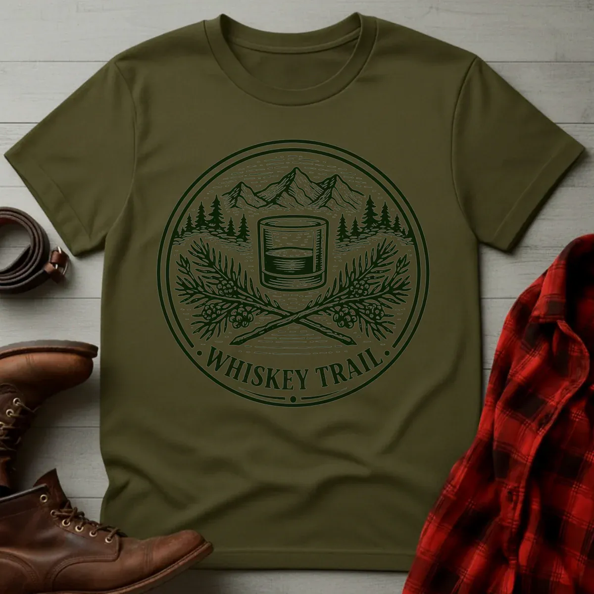 Whiskey Trail Outdoor Badge Etching T-Shirt