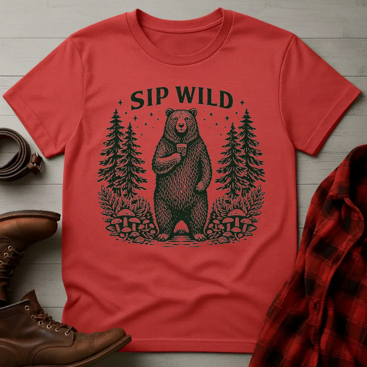 Sip Wild Bourbon Bear T-Shirt