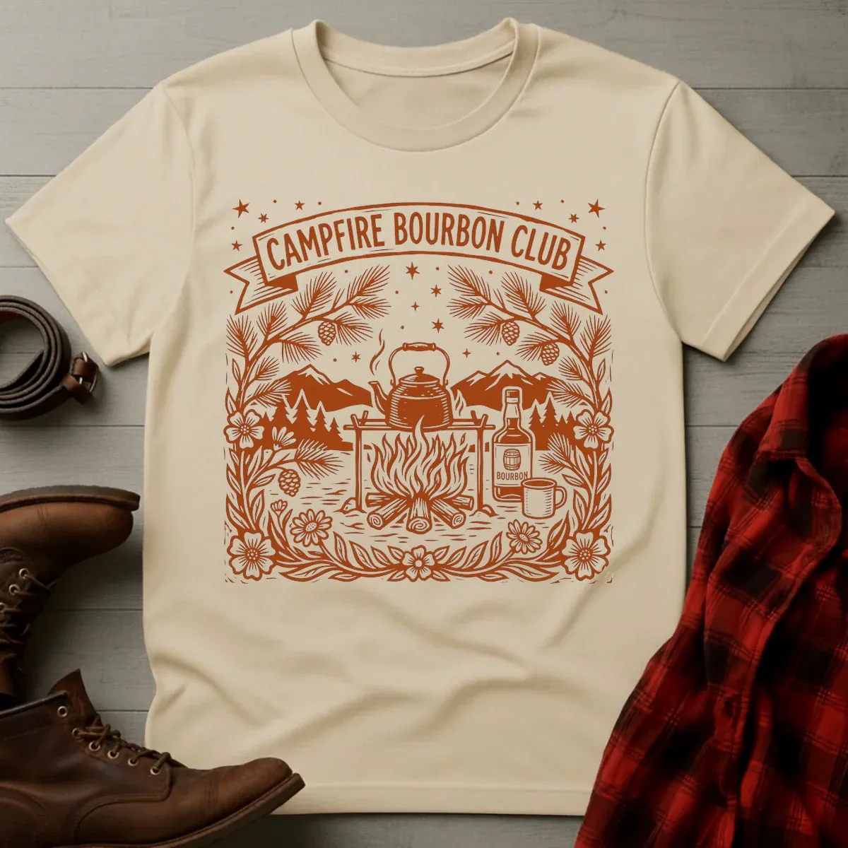 Campfire Bourbon Club Etching T-Shirt