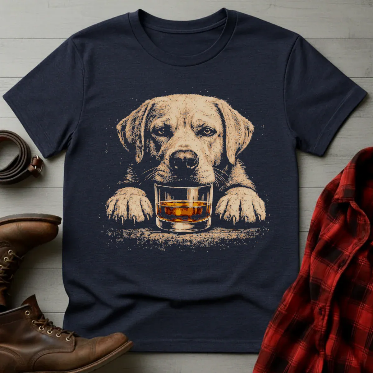 Whiskey Yellow Lab Grunge T-Shirt