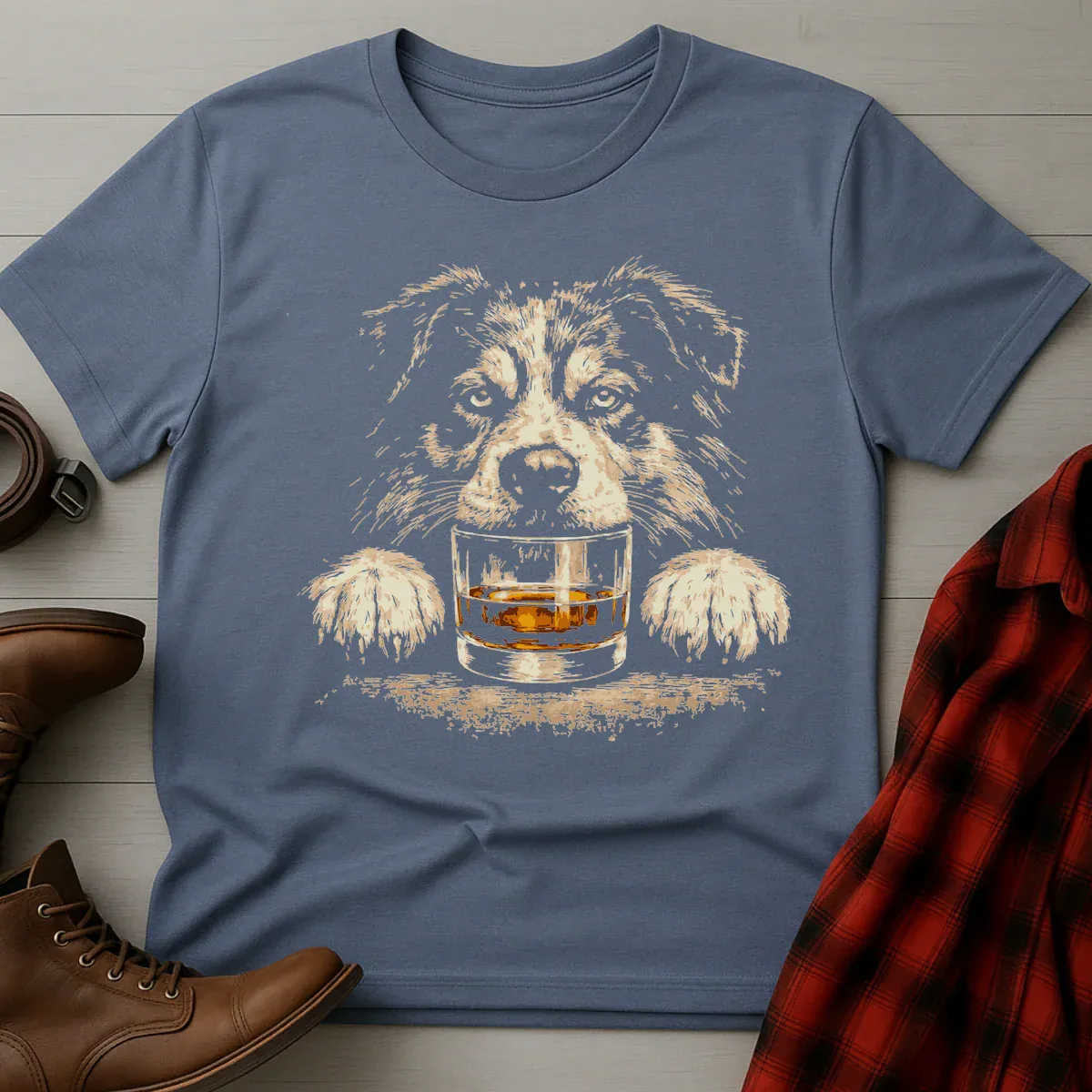 Whiskey Australian Shephard Grunge T-Shirt