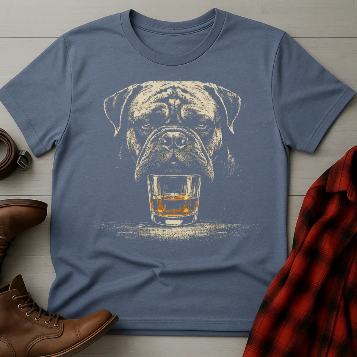 Whiskey Dog Bullmastiff Grunge T-Shirt