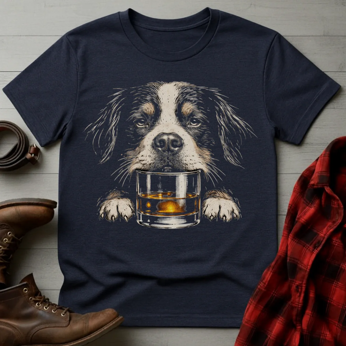 Bernese Mountain Dog Grunge Whiskey T-Shirt