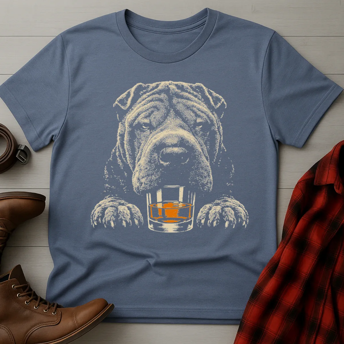 Whiskey Dog Shar Pei Grunge T-Shirt