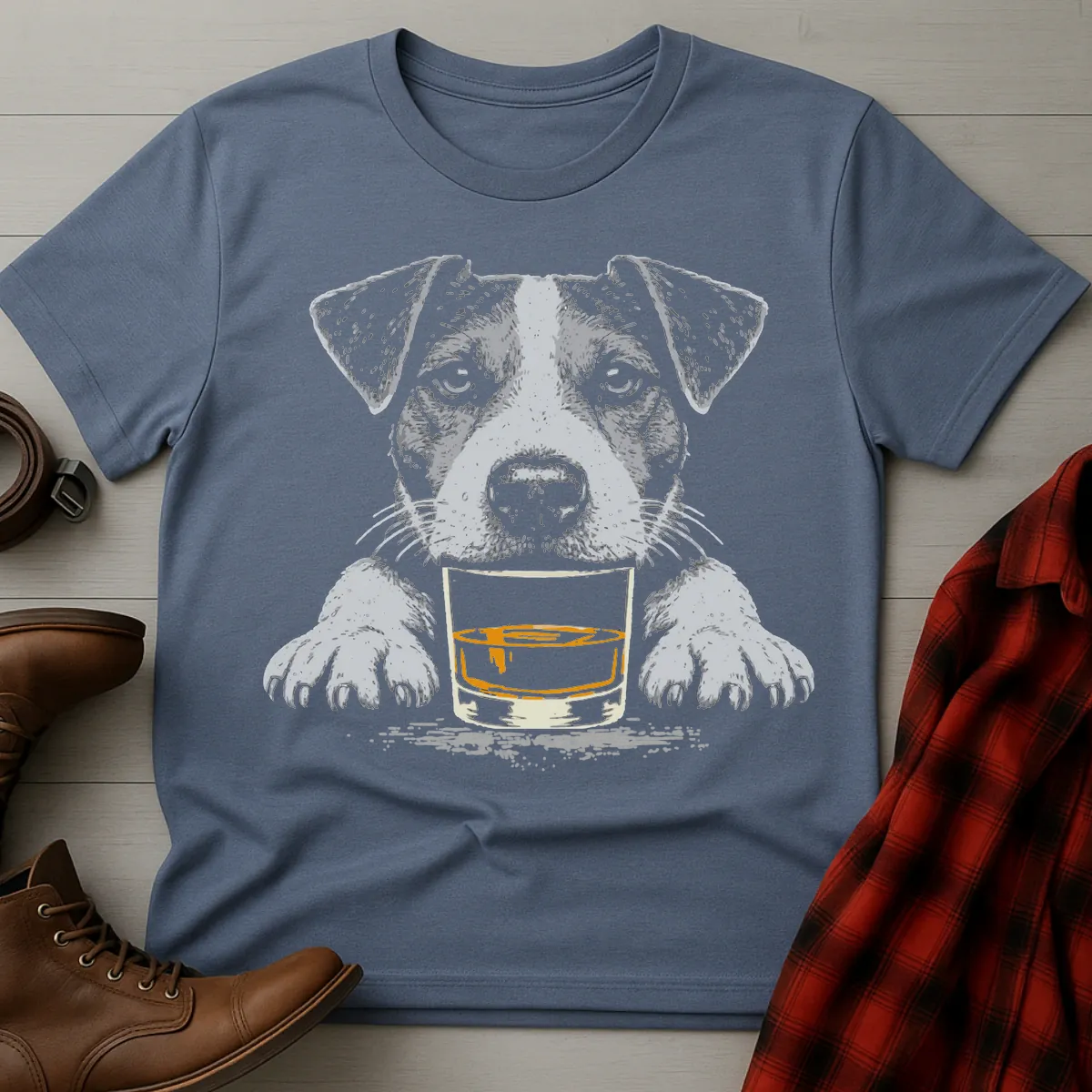Whiskey Dog Jack Russell Grunge T-Shirt