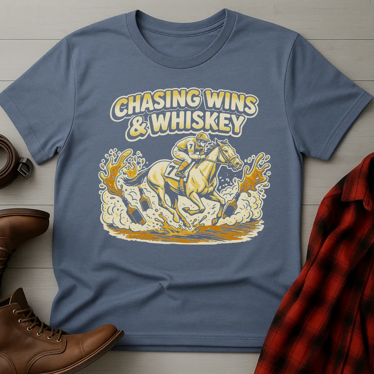 Chasing Wins and Whiskey Racing T-Shirt