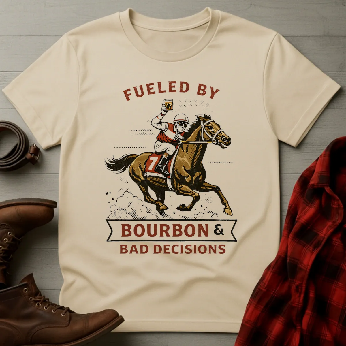 Fueled by Bourbon Bad Decisions Racing T-Shirt