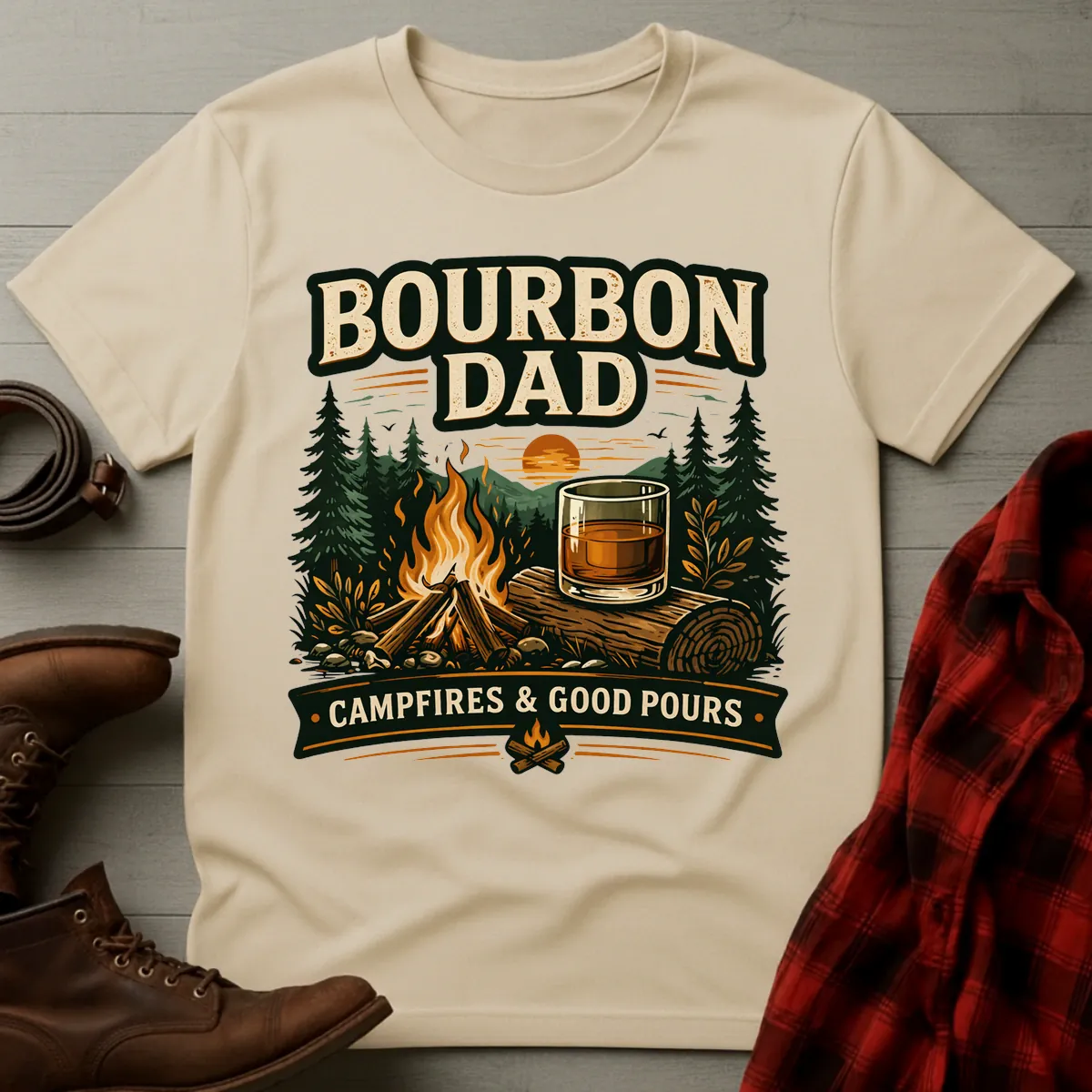 Bourbon Dad Campfires Good Pours T-Shirt