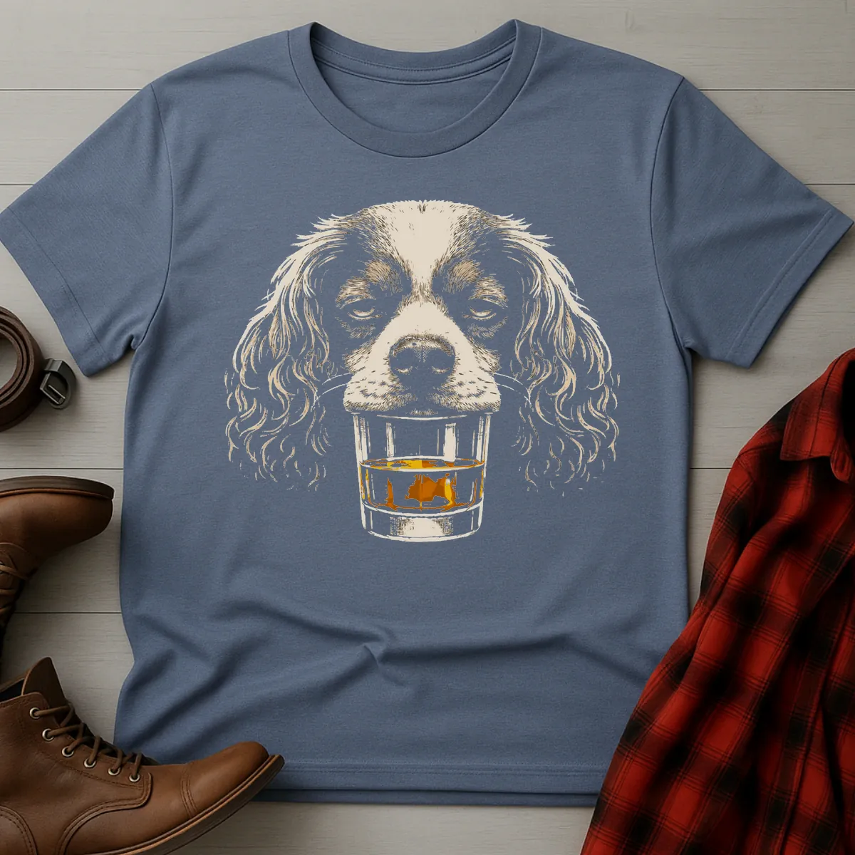 Whiskey Dog Cavalier King Charles Spaniel T-Shirt
