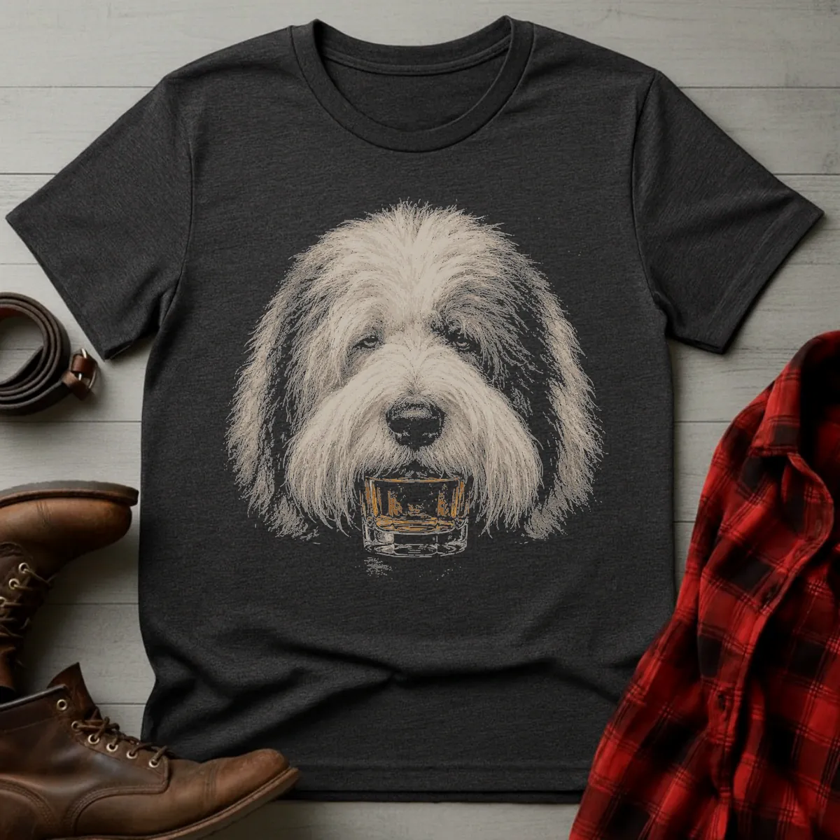Whiskey Dog Old English Sheepdog T-Shirt
