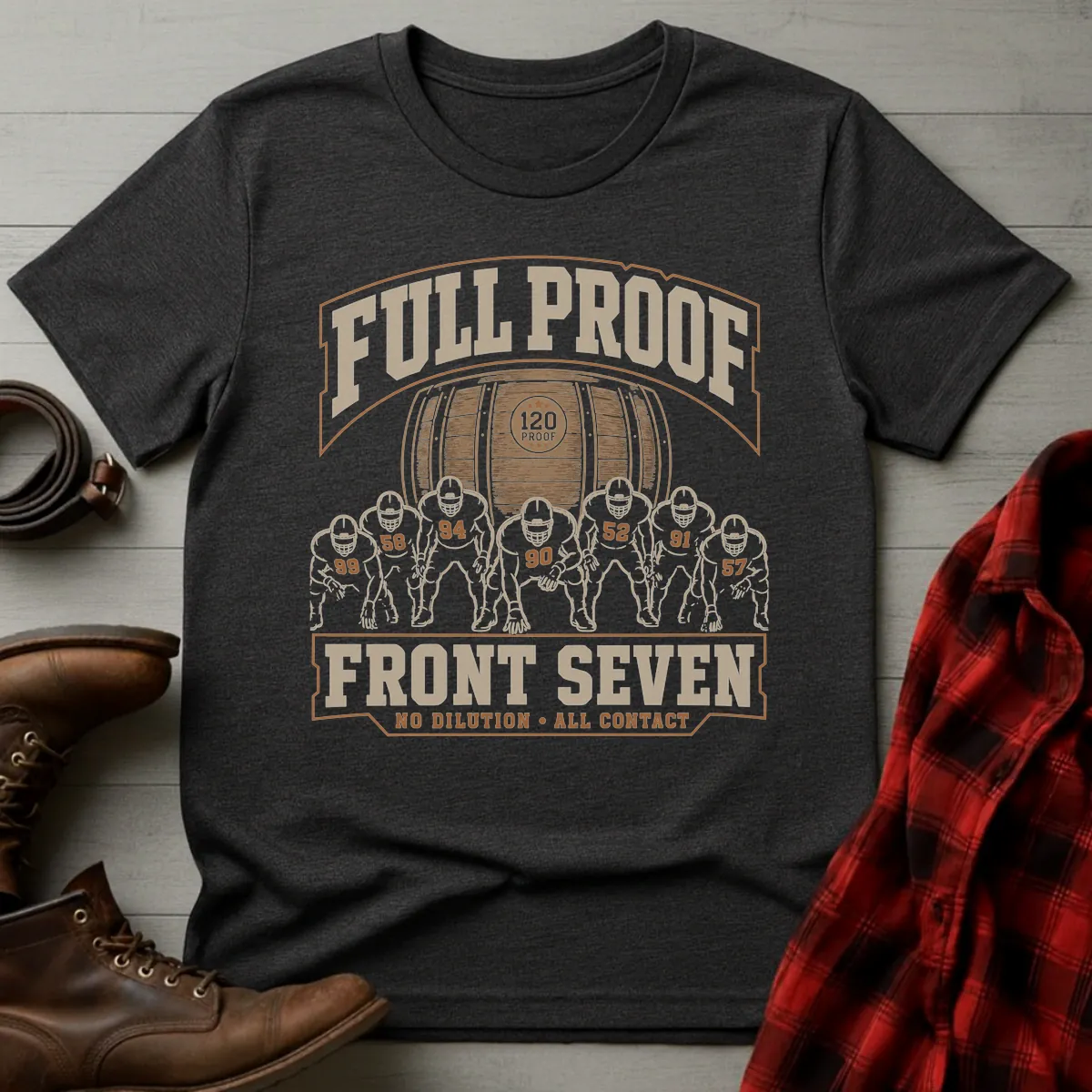 Bourbon Full Proof Front Seven Football T-Shirt