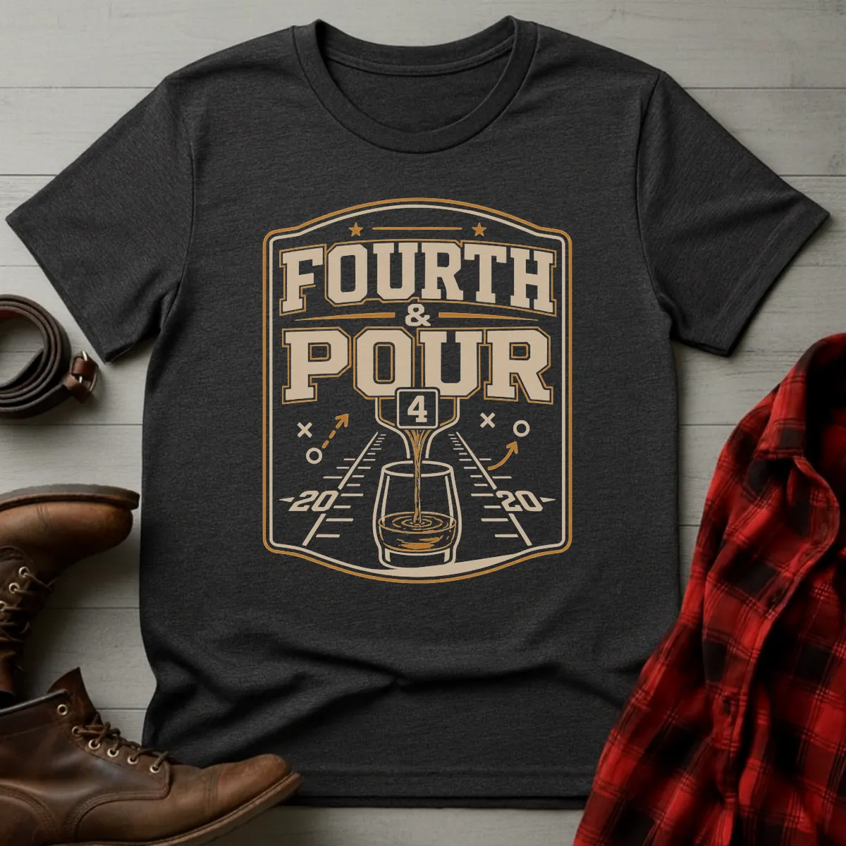 Bourbon Fourth Pour Football T-Shirt