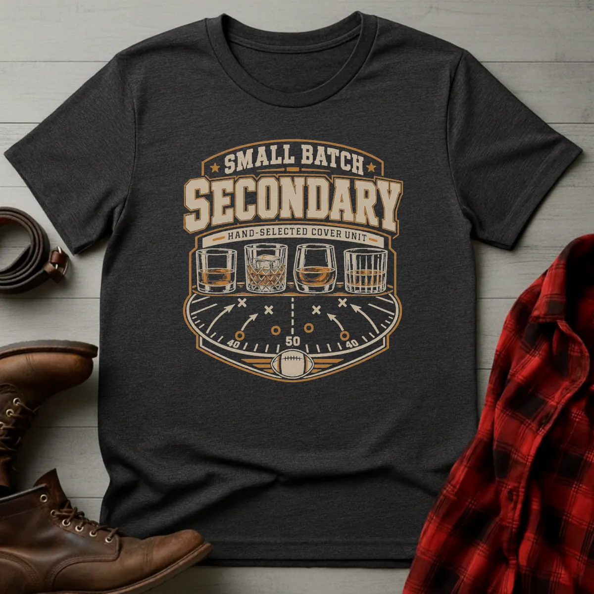 Bourbon Small Batch Secondary Football T-Shirt