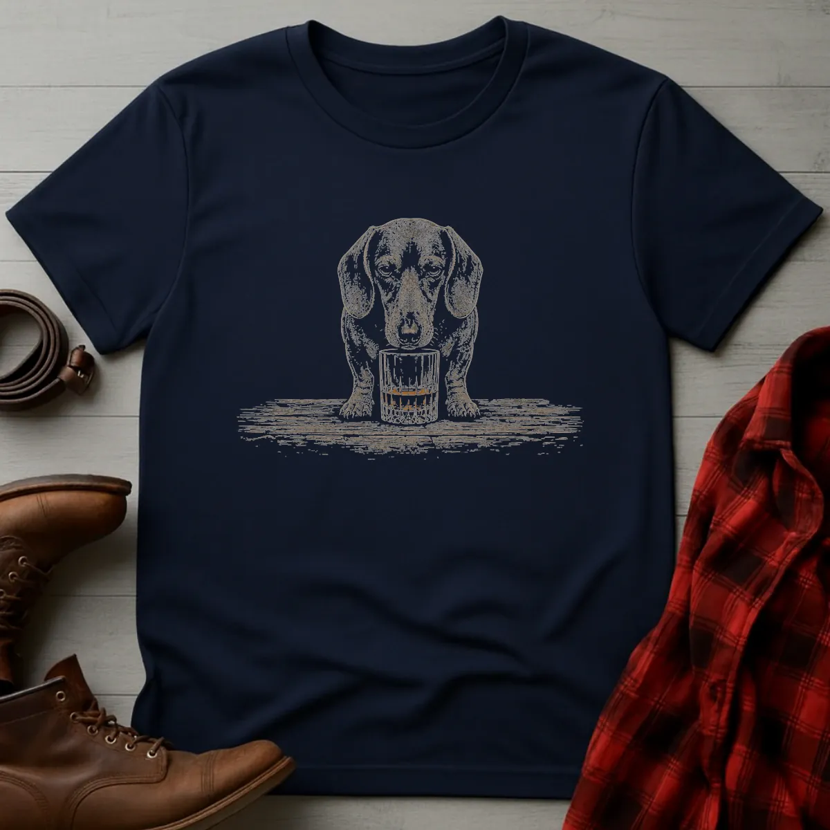 Whiskey Dog Dachshund Standing T-Shirt