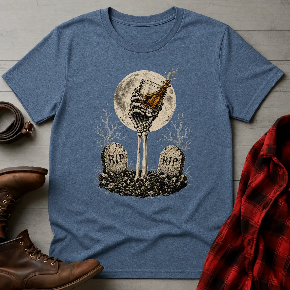Skeleton Hand Graveyard Whiskey T-Shirt