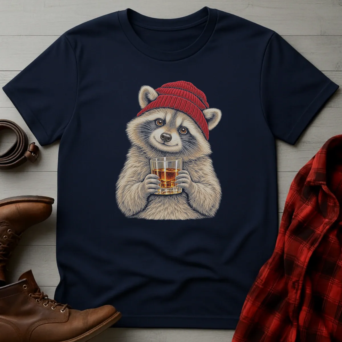 Cozy Raccoon Whiskey Toast T-Shirt