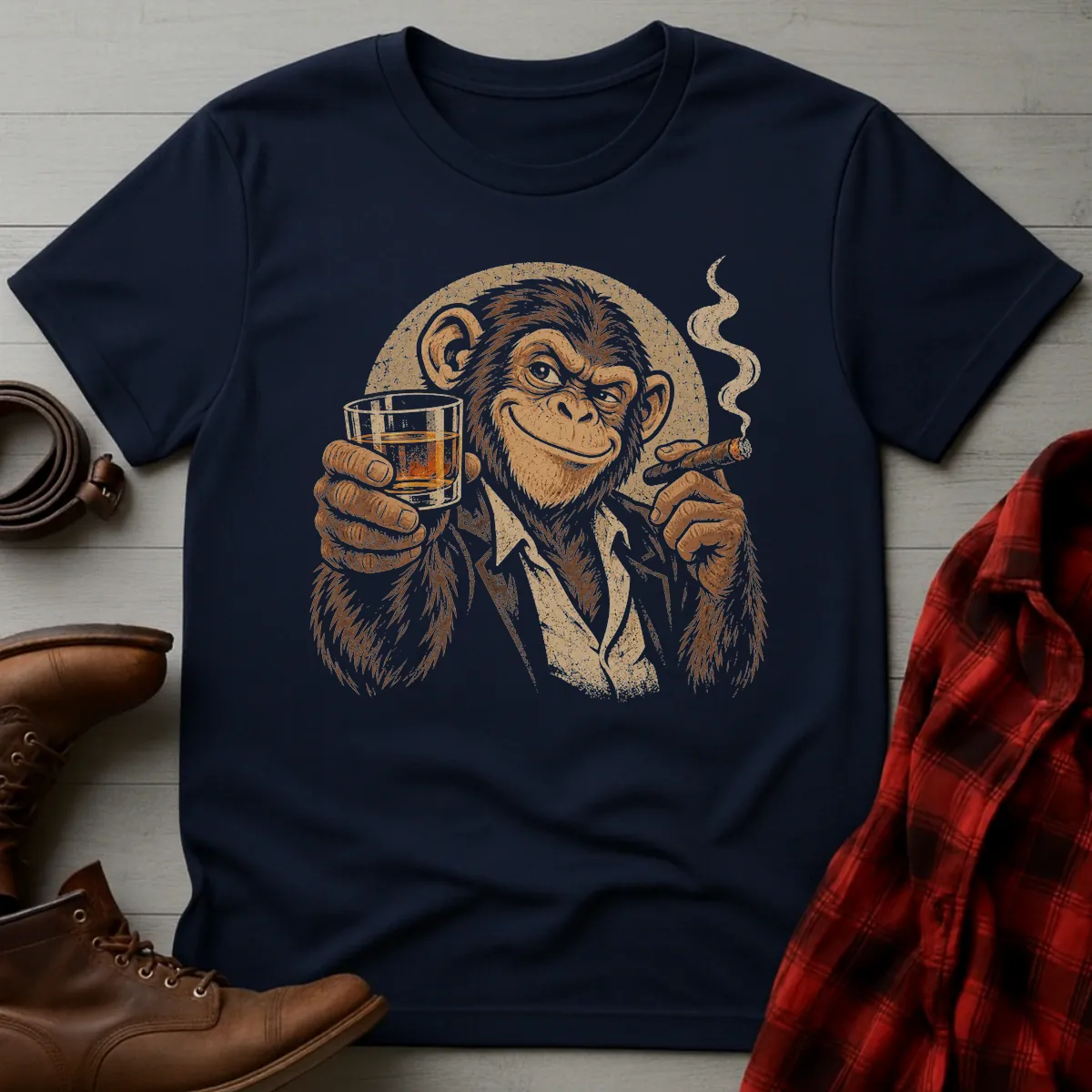 Sly Chimp Whiskey & Cigar T-Shirt