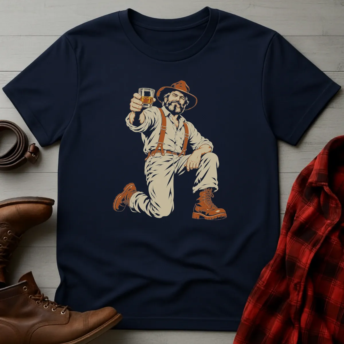 Moonshiner Whiskey Toast T-Shirt Navy / S