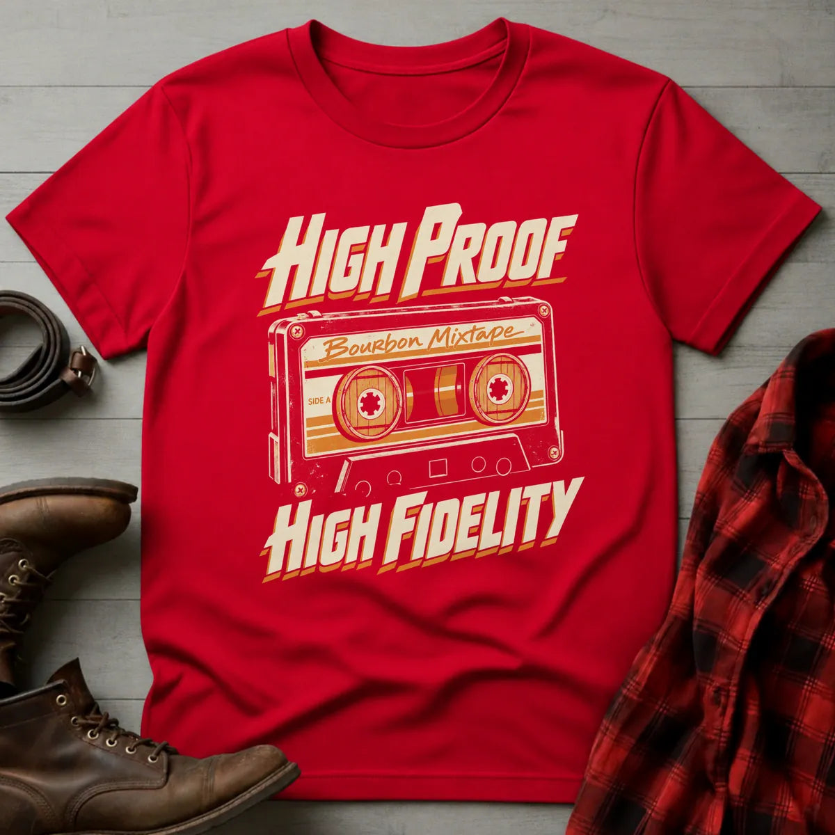 High Proof High Fidelity Mixtape T-Shirt Red / S