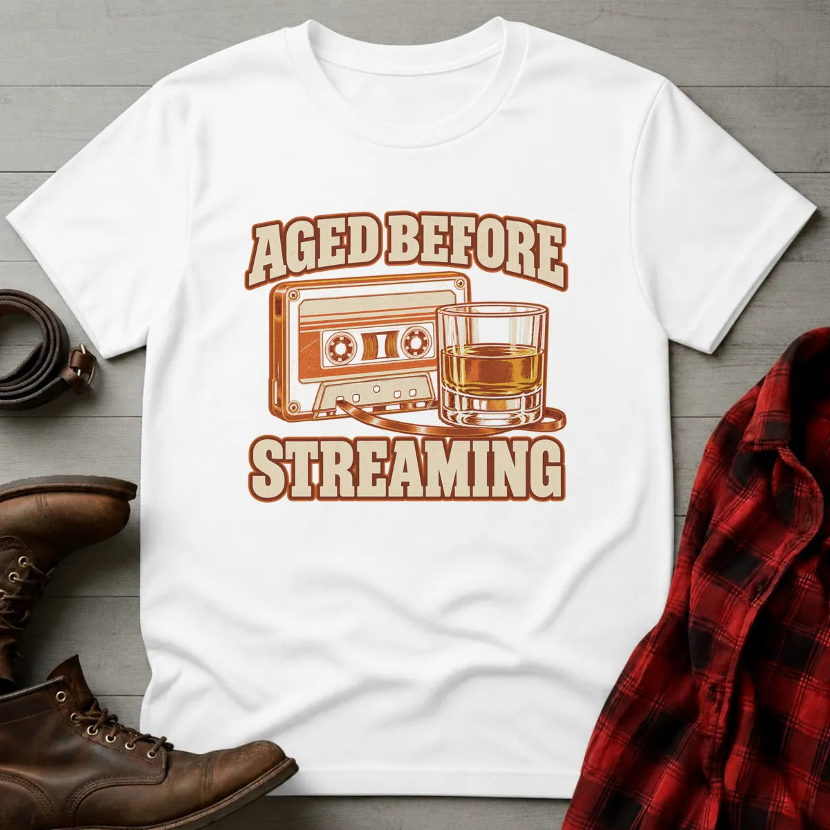 Aged Before Streaming Whiskey T-Shirt White / S
