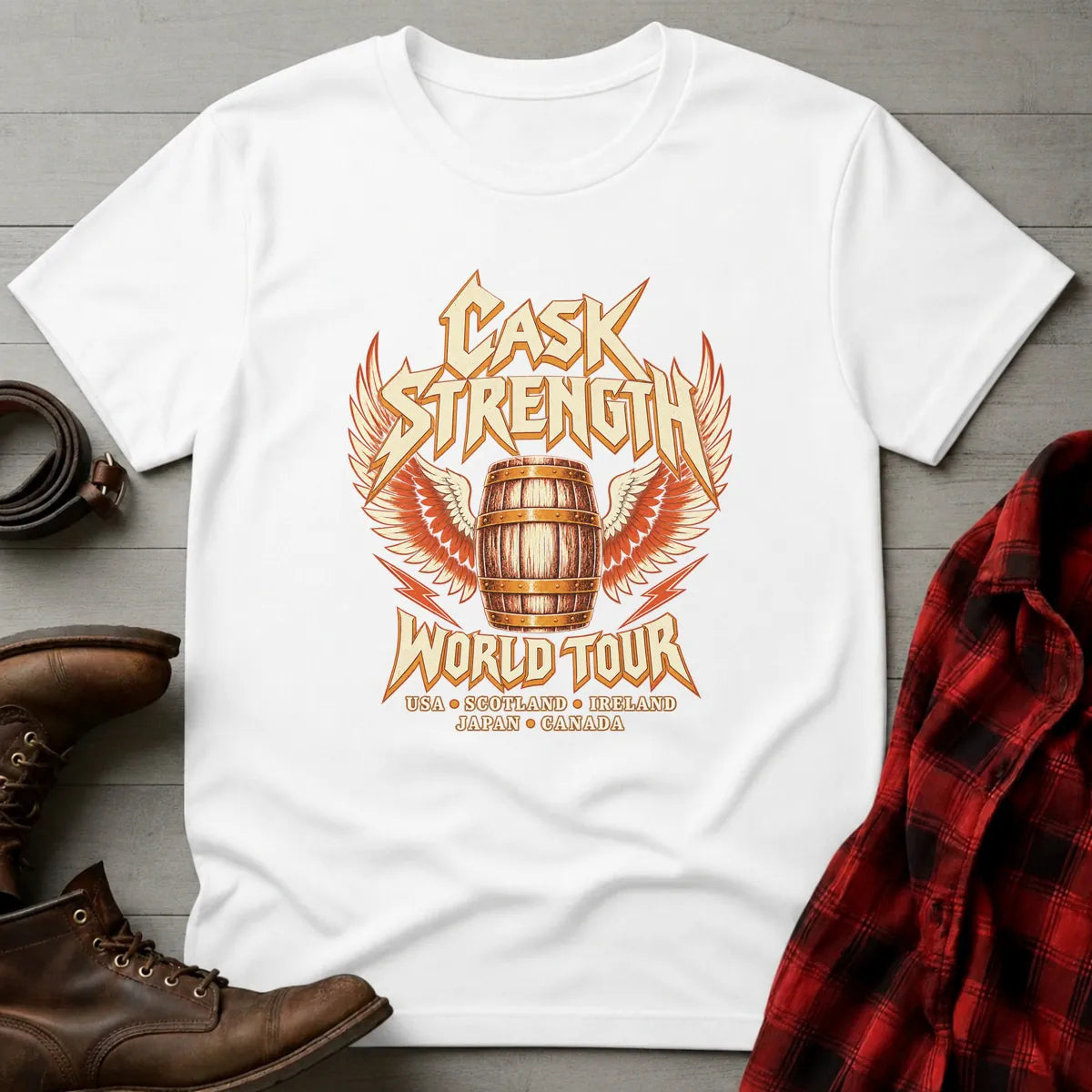 Cask Strength Whiskey World Tour T-Shirt White / S