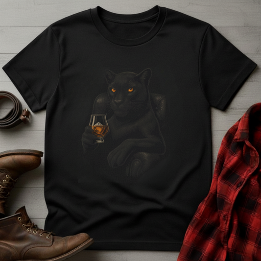 Whiskey Drinking Black Panther T-Shirt