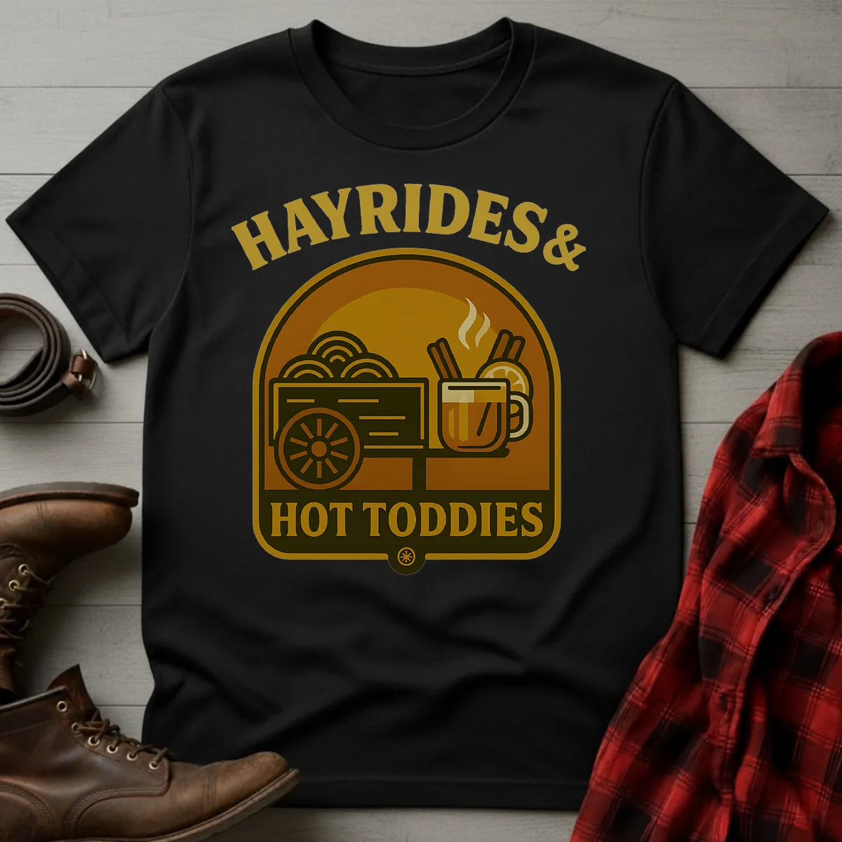 Hayrides & Hot Toddies Whiskey Wagon T-Shirt