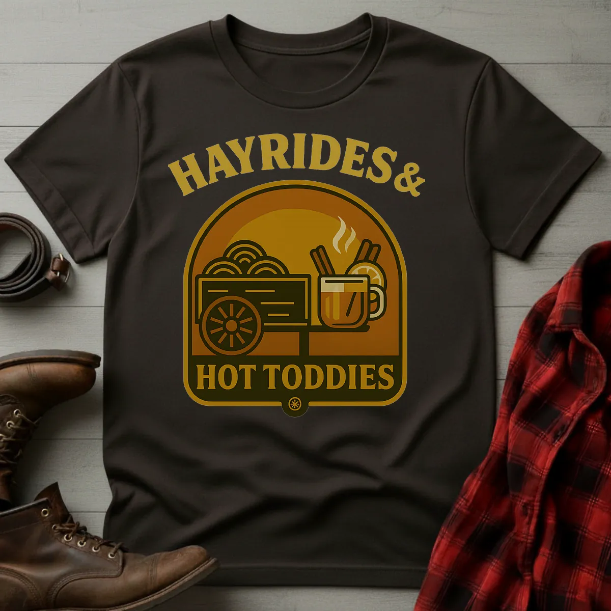 Hayrides & Hot Toddies Whiskey Wagon T-Shirt