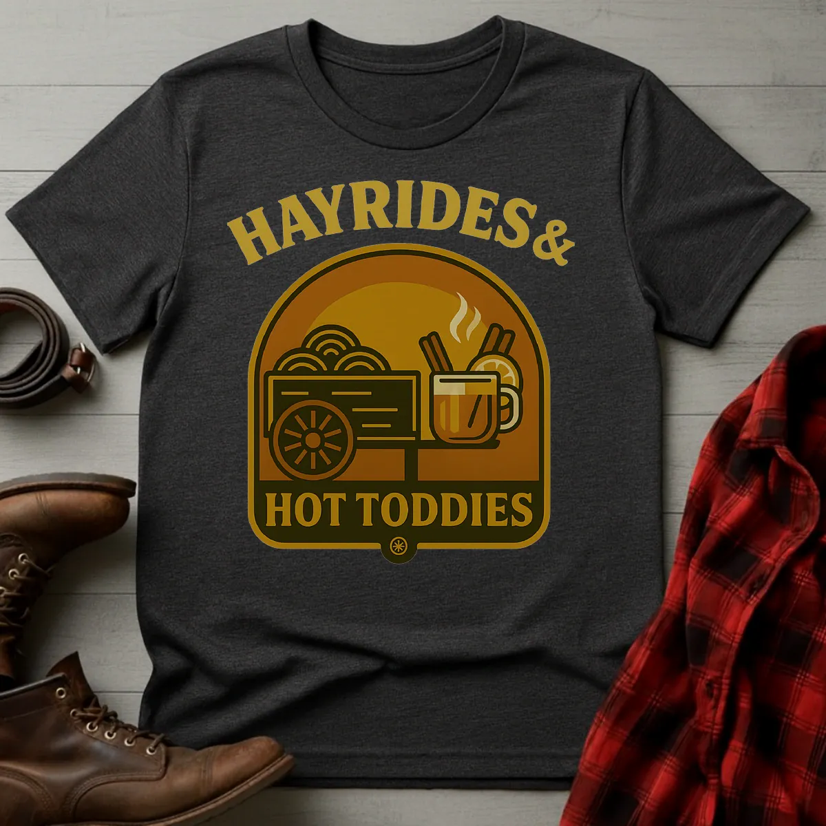 Hayrides & Hot Toddies Whiskey Wagon T-Shirt