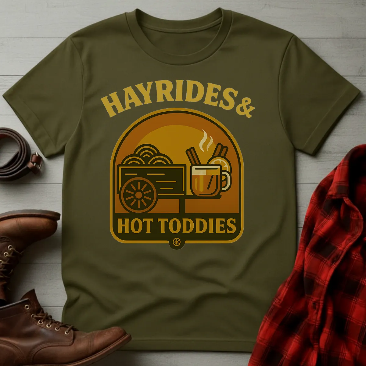Hayrides & Hot Toddies Whiskey Wagon T-Shirt