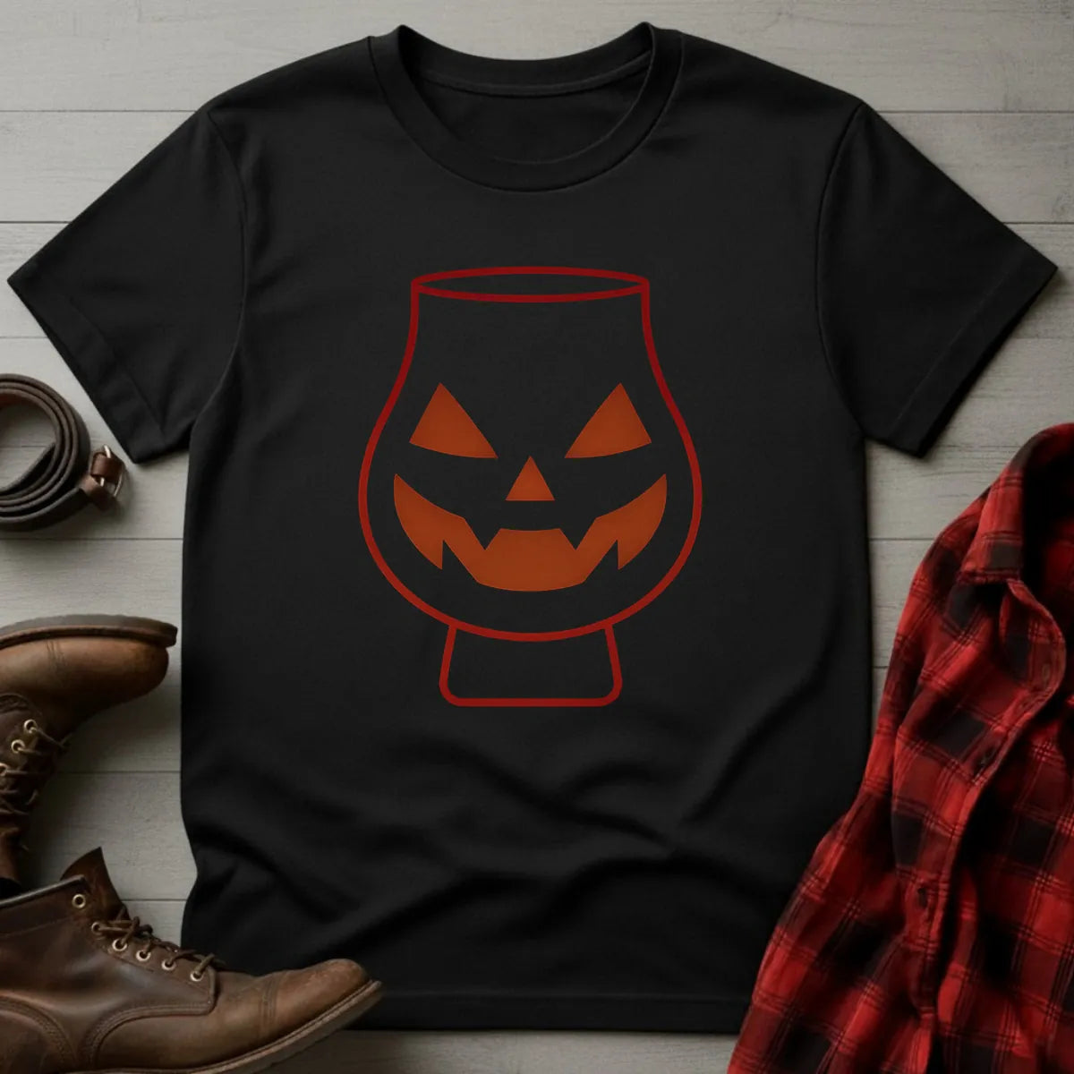 Whiskey Tumbler Glass Halloween T-Shirt Black / S