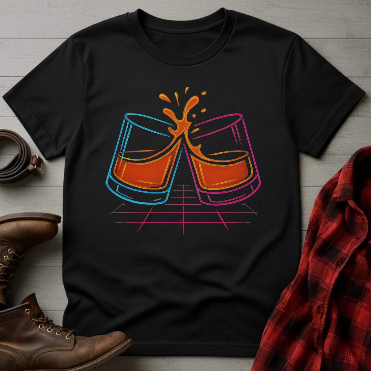 Clinking Neon Whiskey T-Shirt