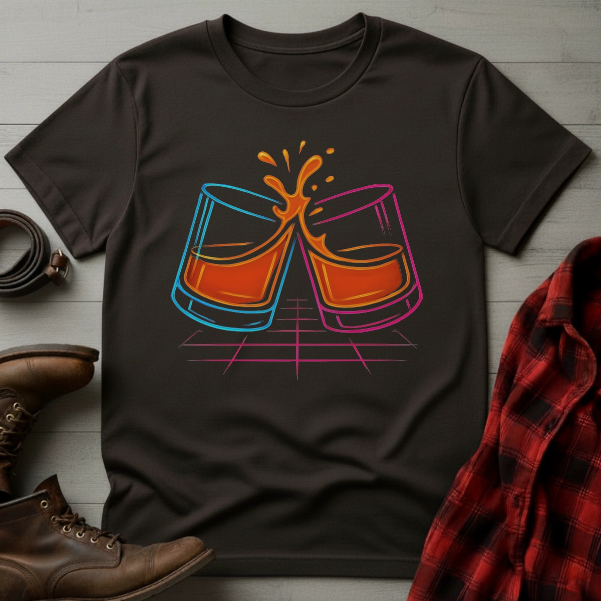 Clinking Neon Whiskey T-Shirt