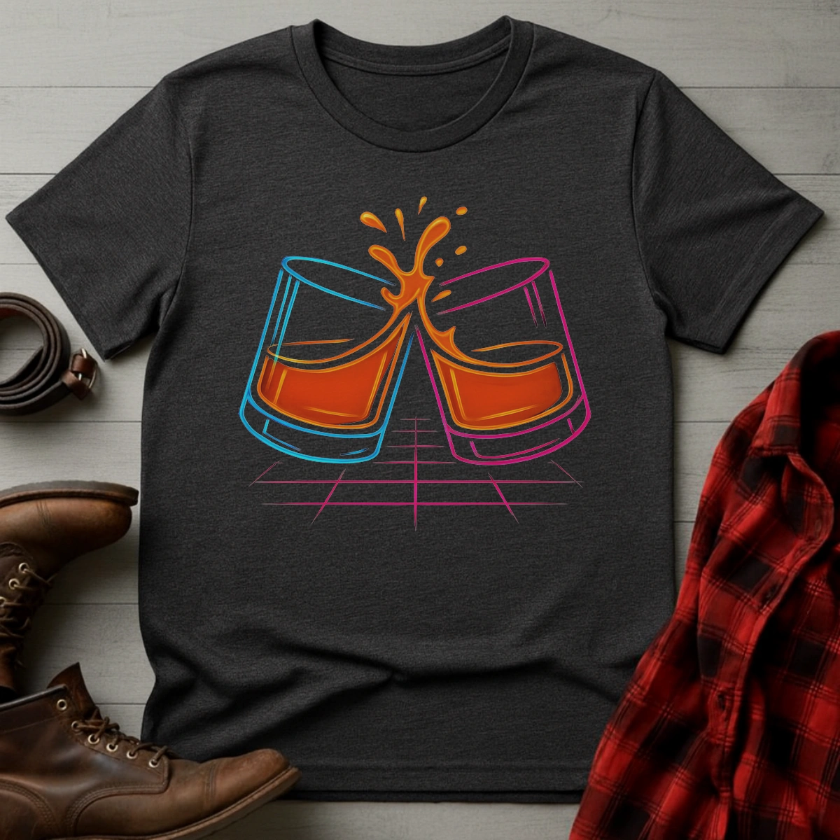 Clinking Neon Whiskey T-Shirt