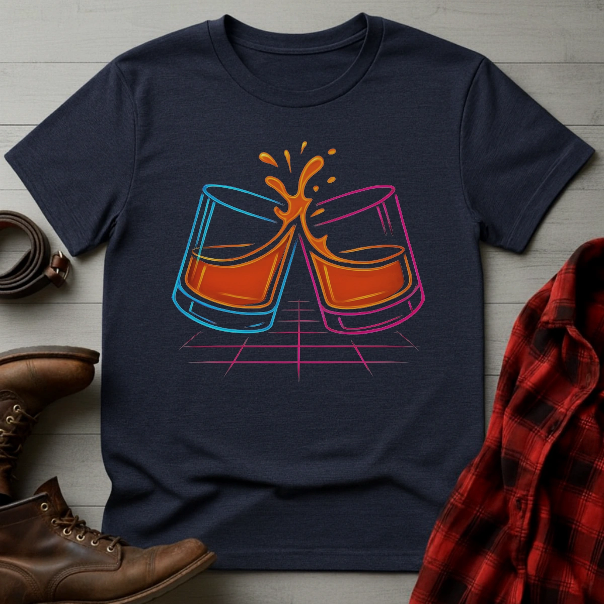 Clinking Neon Whiskey T-Shirt