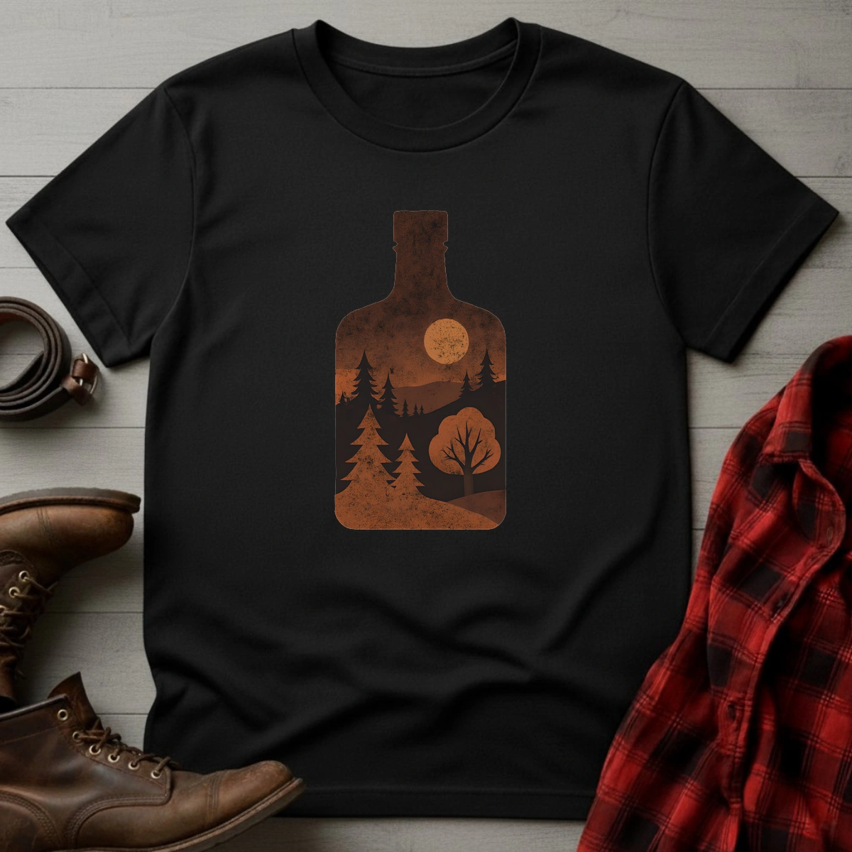 Whiskey Bottle Forest T-Shirt