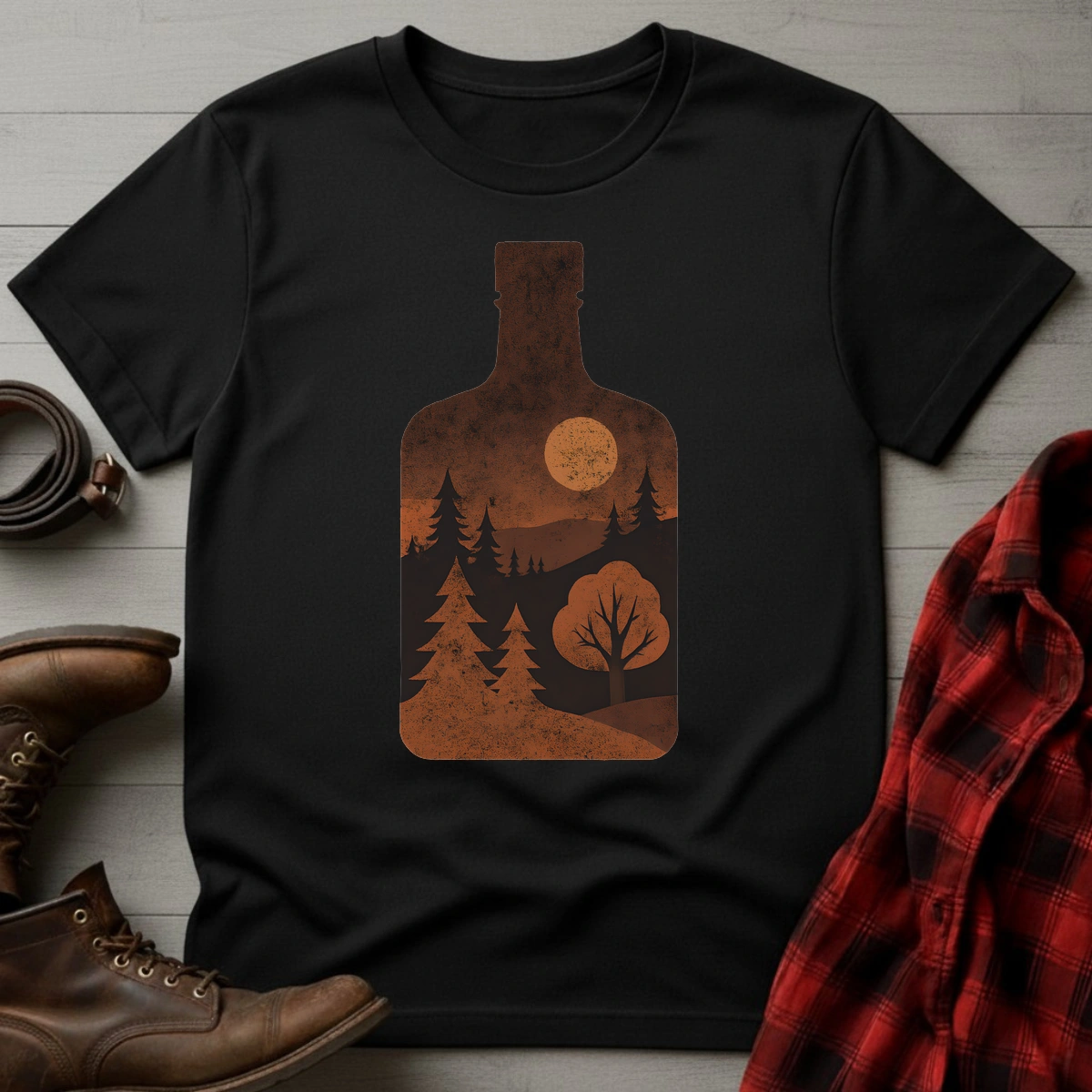 Whiskey Bottle Forest T-Shirt